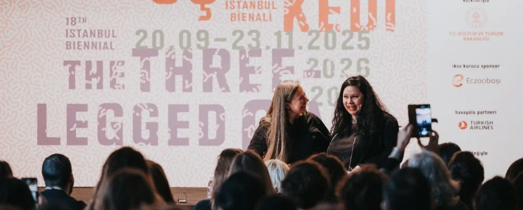 İstanbul Bienali Direktörü Kevser Güler ve 18. İstanbul Bienali Küratörü Christine Tohmé | Fotoğraf: Salih Üstündağ